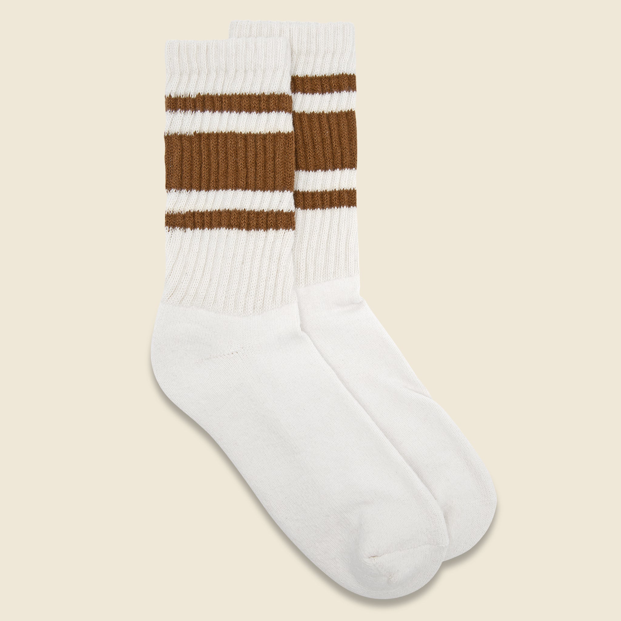 Retro Mono Stripe Crew Sock - Brown