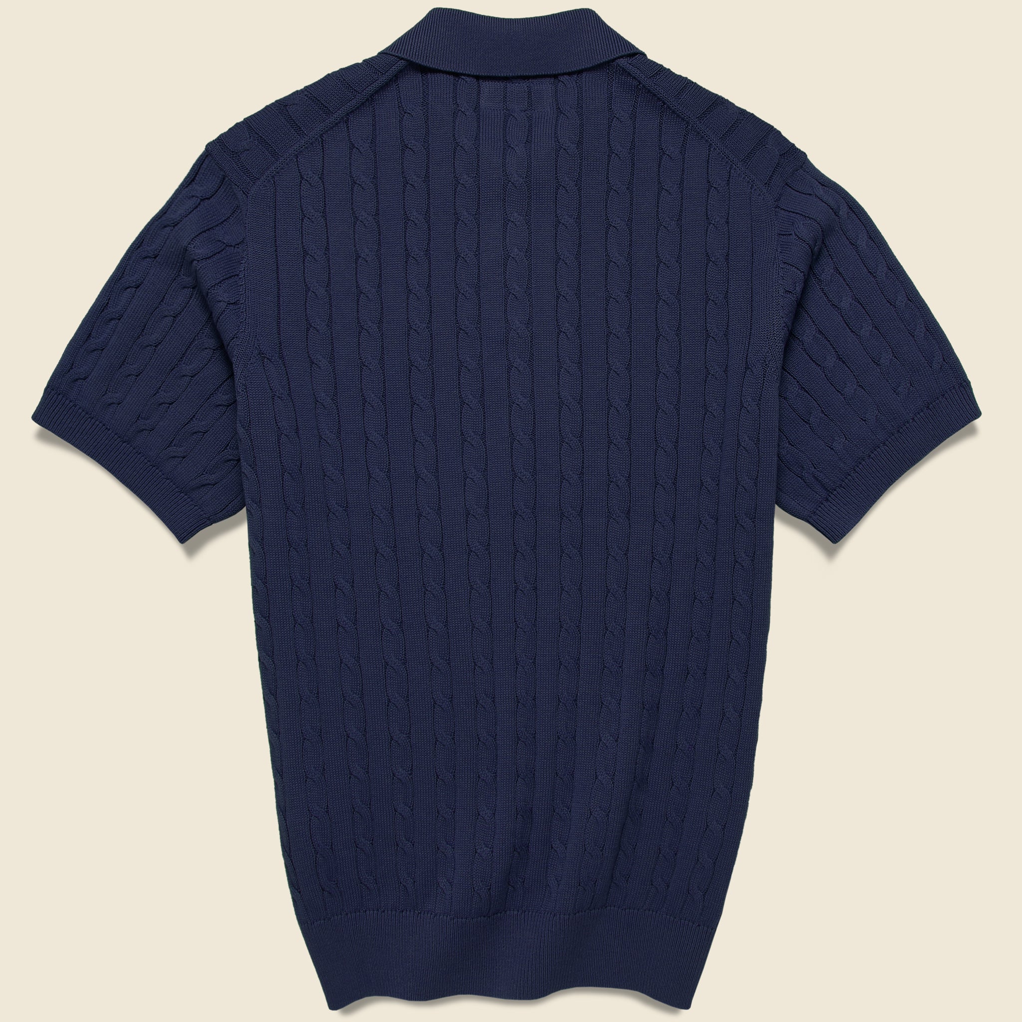 
                          Cable Knit Polo - Navy - BEAMS+ - STAG Provisions - Tops - S/S Knit
                        