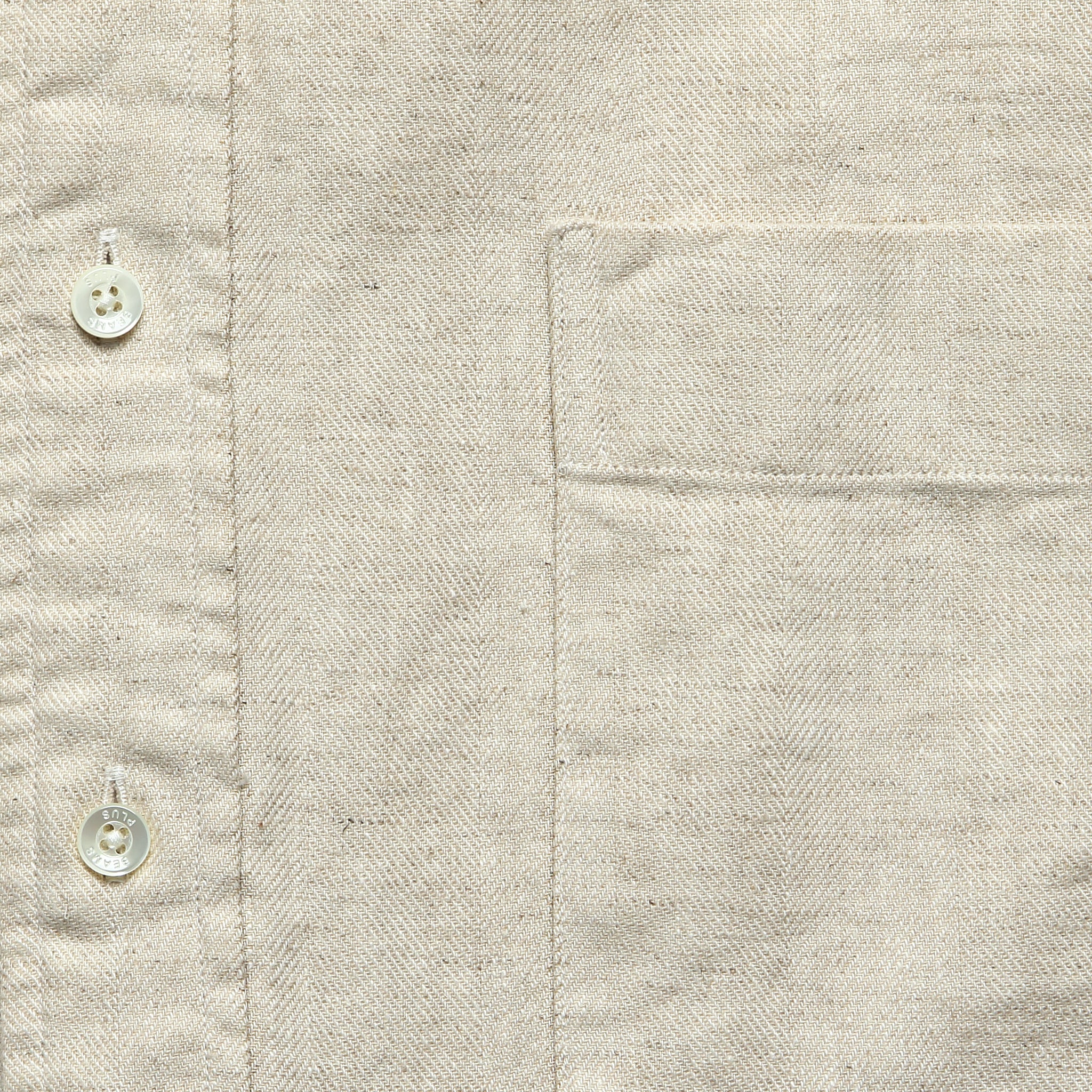 Band Collar Herringbone Pullover - Natural - BEAMS+ - STAG Provisions - Tops - L/S Woven - Solid