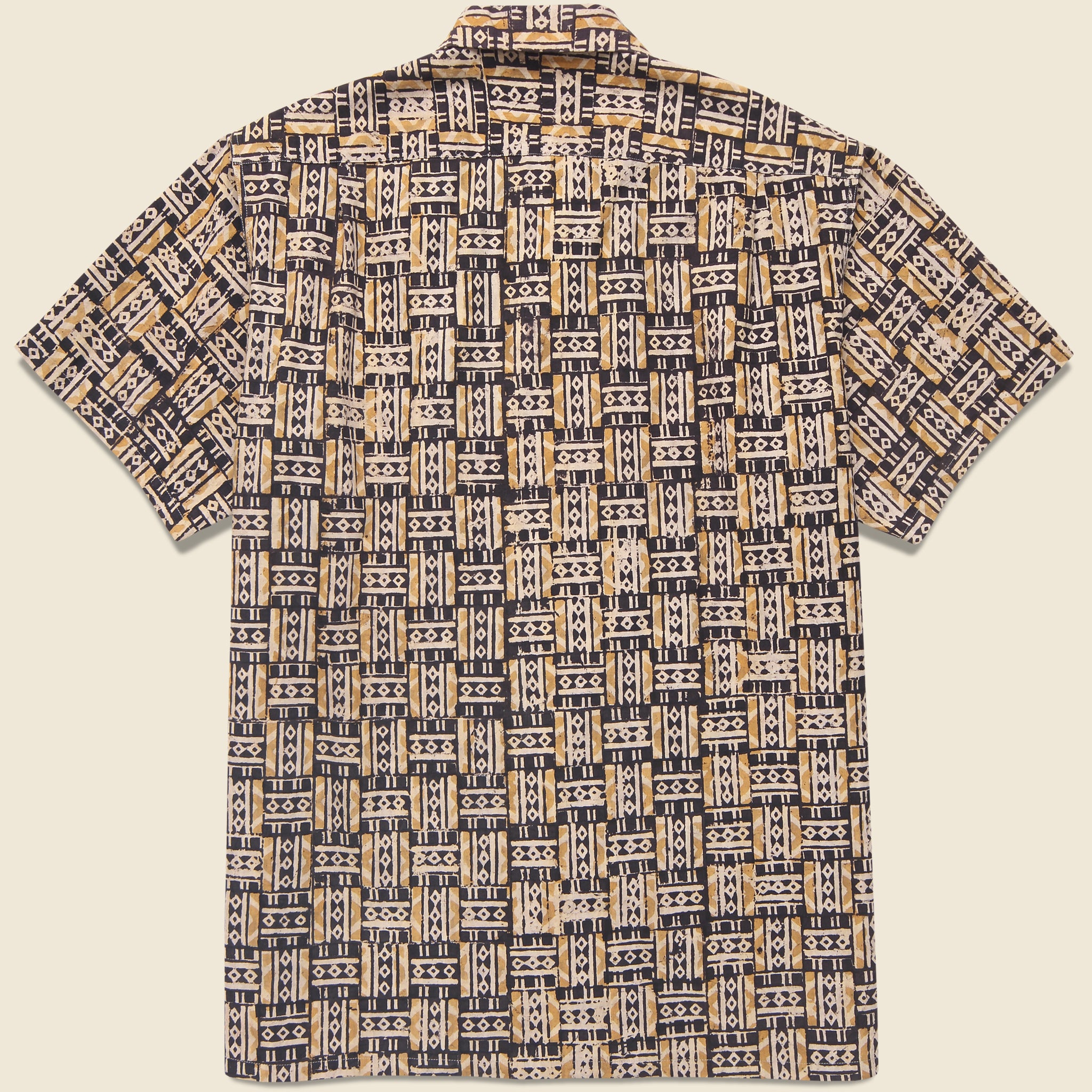 Open Collar Grid Block Print Shirt - Orange - BEAMS+ - STAG Provisions - Tops - S/S Woven - Other Pattern
