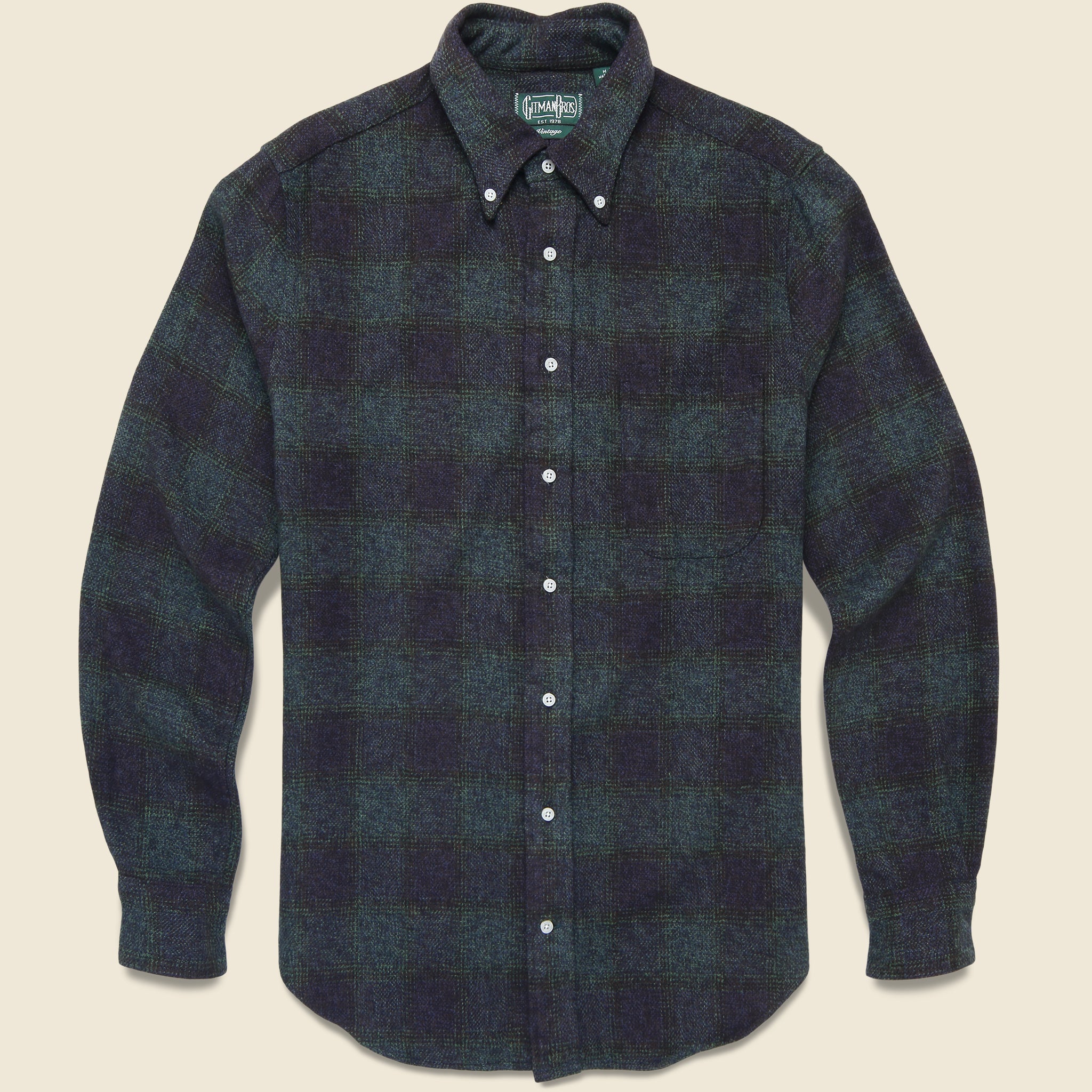 Brushed Cotton Plaid Shirt - Navy - Gitman Vintage - STAG Provisions - Tops - L/S Woven - Plaid