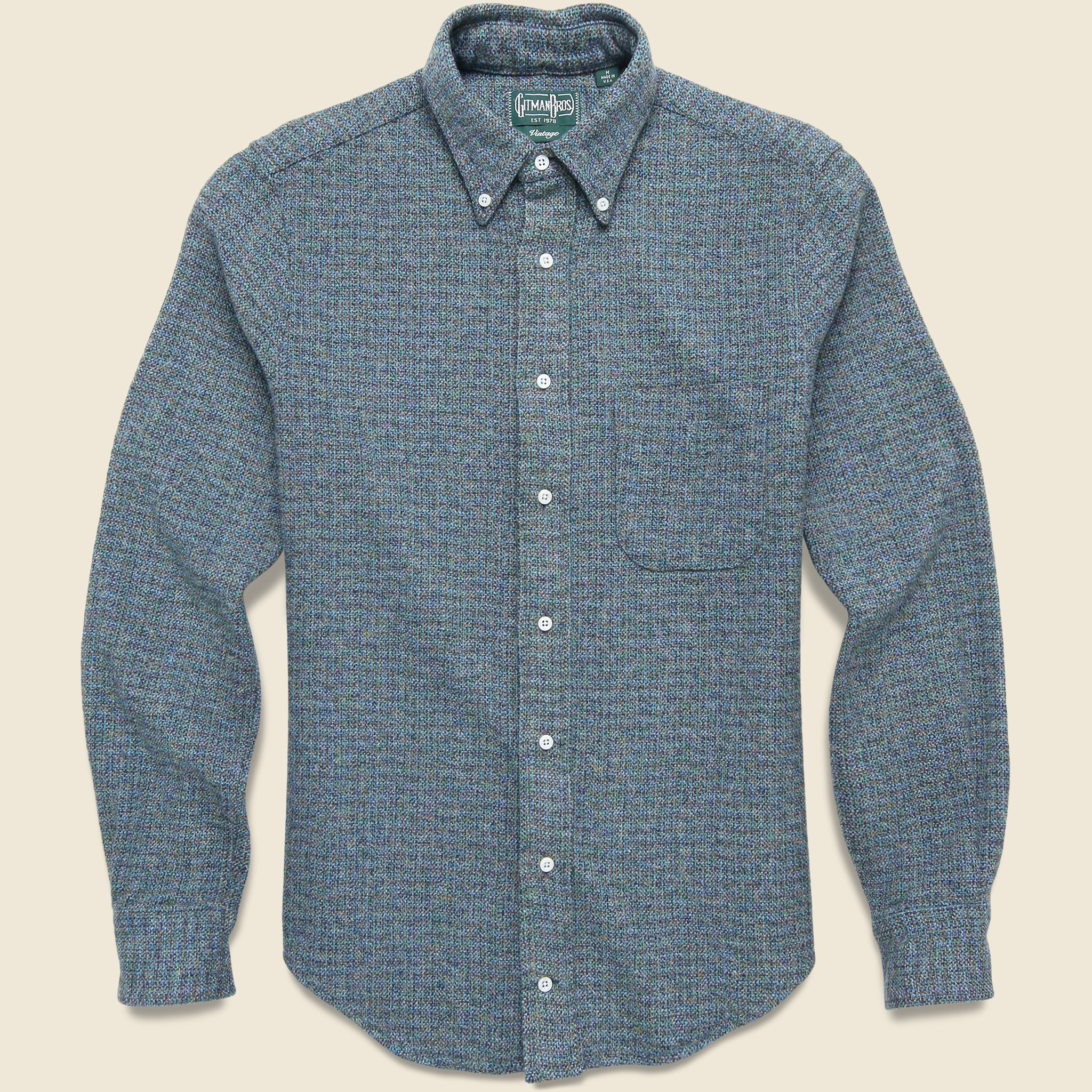 Brushed Cotton Fleck Shirt - Blue - Gitman Vintage - STAG Provisions - Tops - L/S Woven - Solid