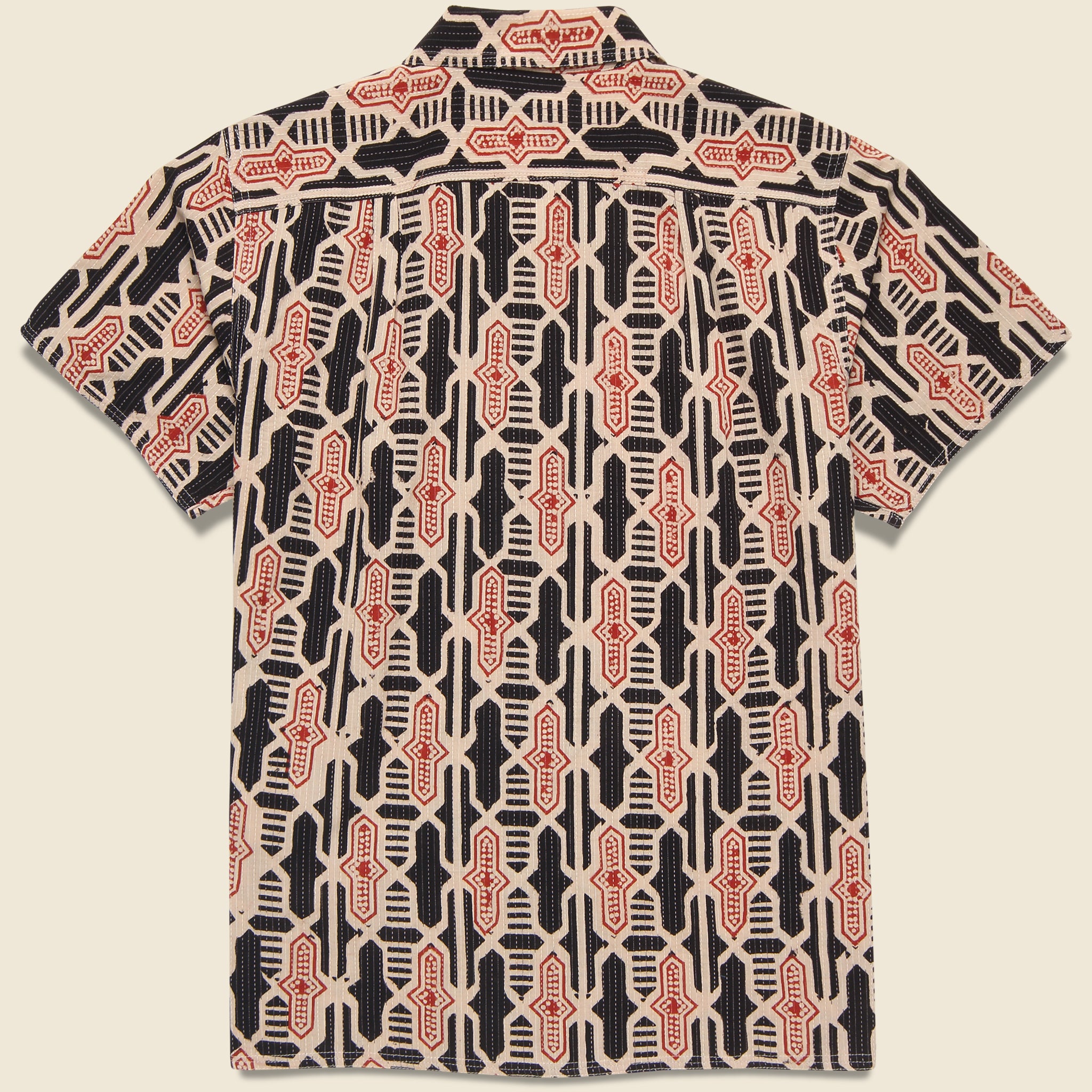 Geo Tile Block Print Shirt - Black - Kardo - STAG Provisions - Tops - S/S Woven - Other Pattern