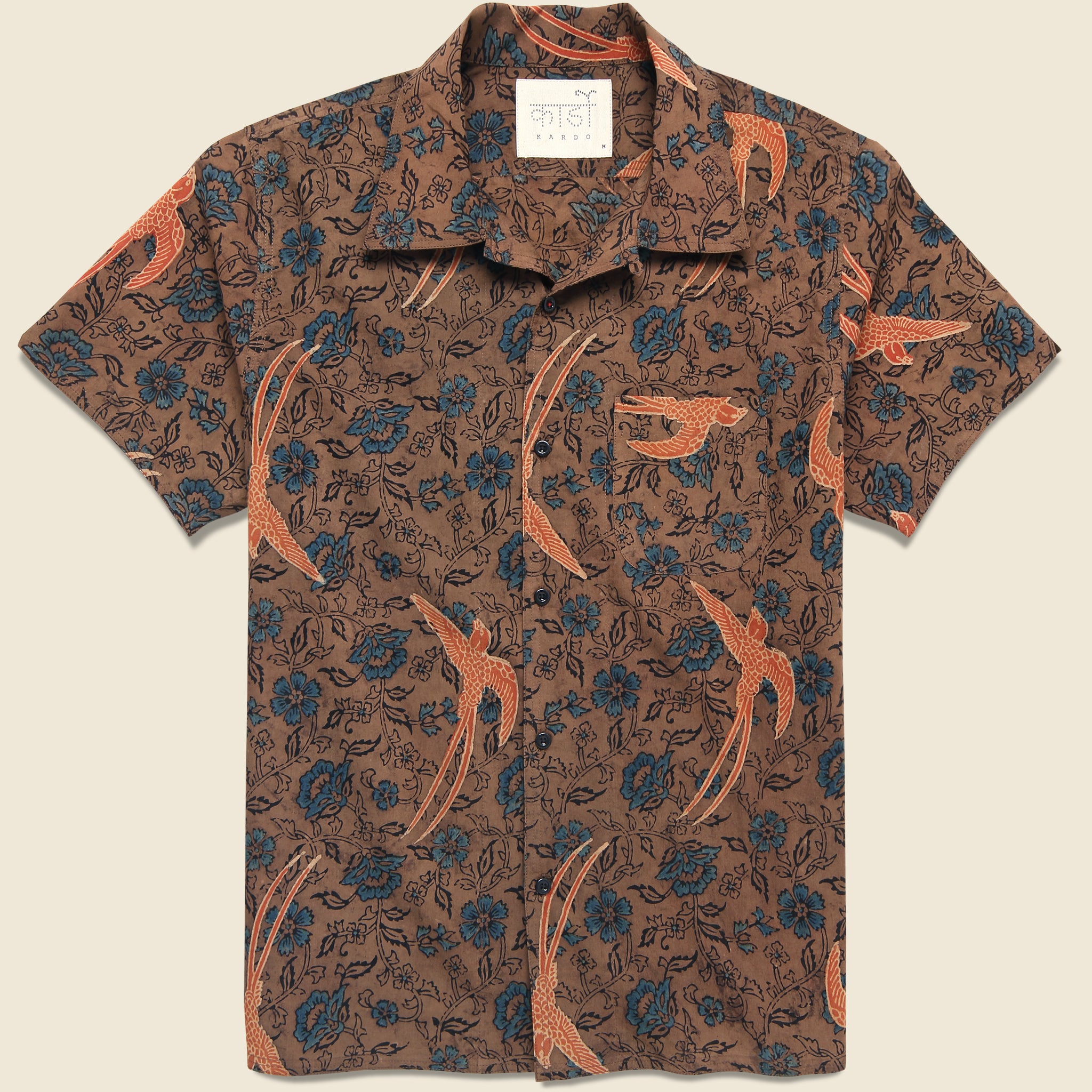 Floral Bird Print Shirt - Brown - Kardo - STAG Provisions - Tops - S/S Woven - Floral