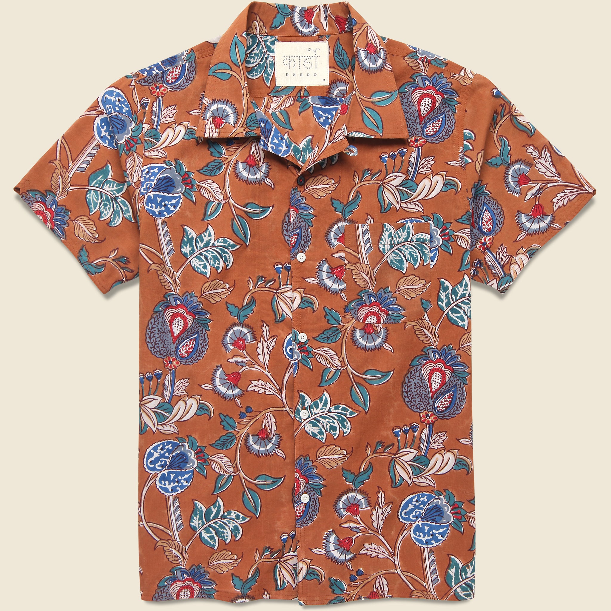 Floral Block Print Shirt - Rust - Kardo - STAG Provisions - Tops - S/S Woven - Floral