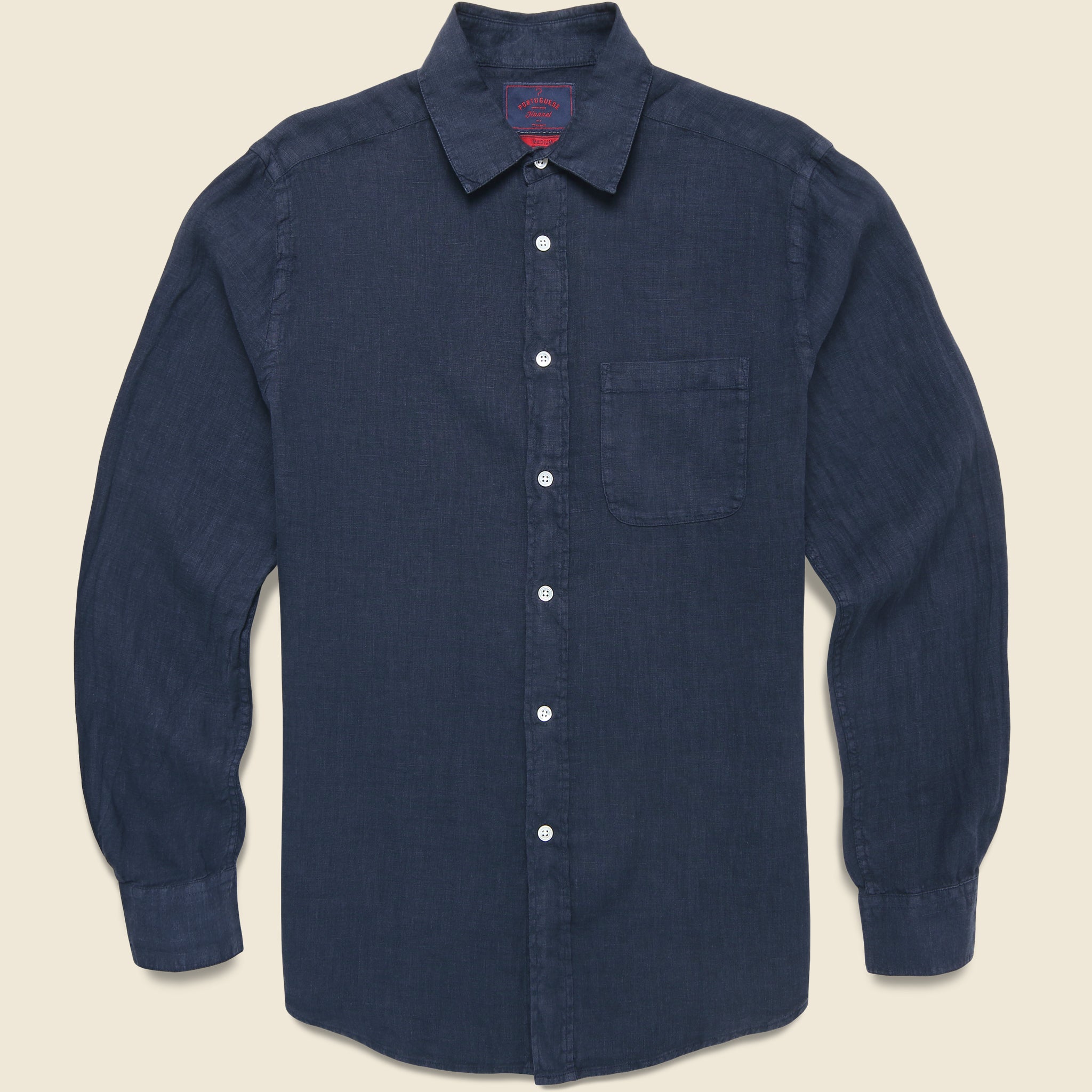 Classic Linen Shirt - Navy - Portuguese Flannel - STAG Provisions - Tops - L/S Woven - Solid