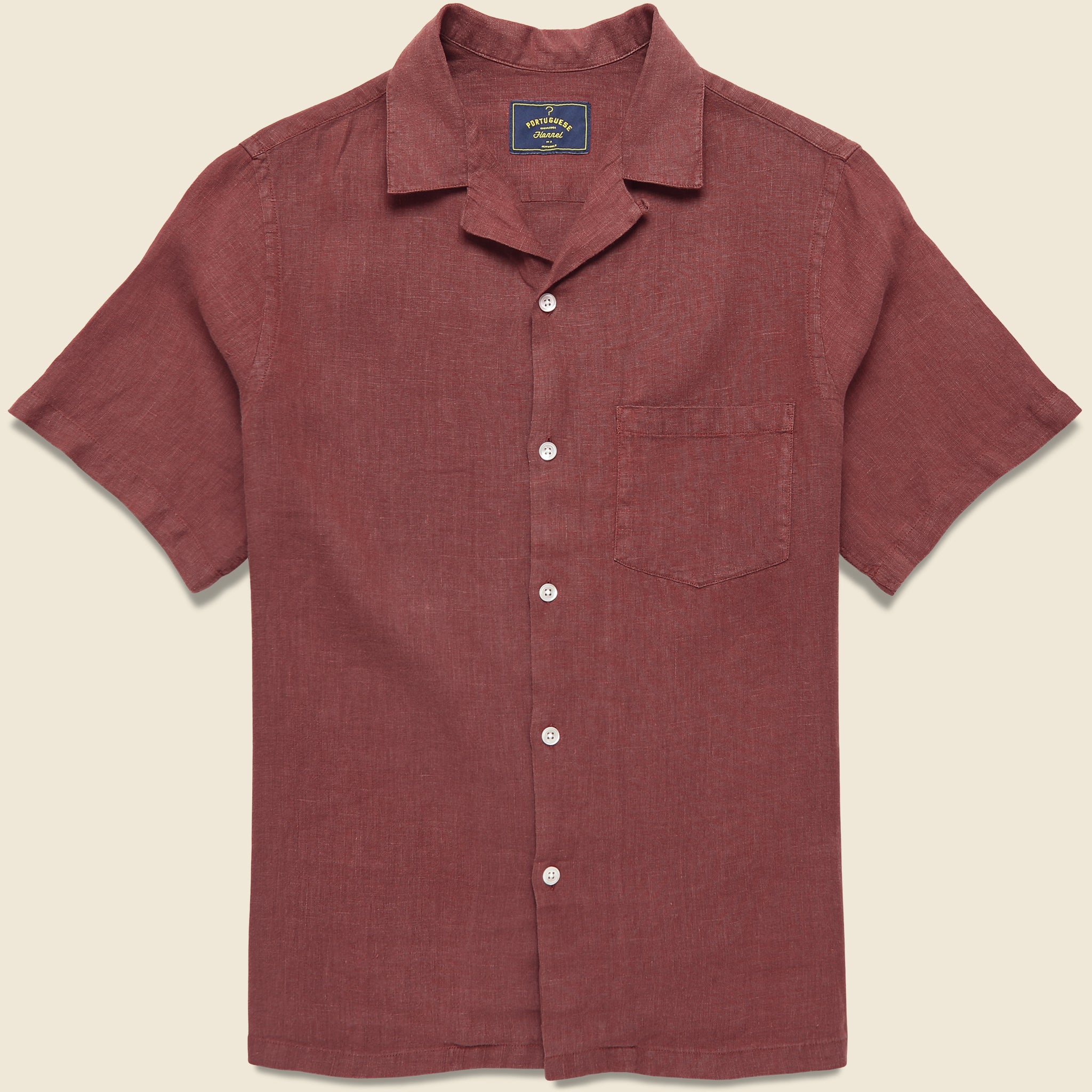 Linen Camp Shirt - Bordeaux - Portuguese Flannel - STAG Provisions - Tops - S/S Woven - Solid