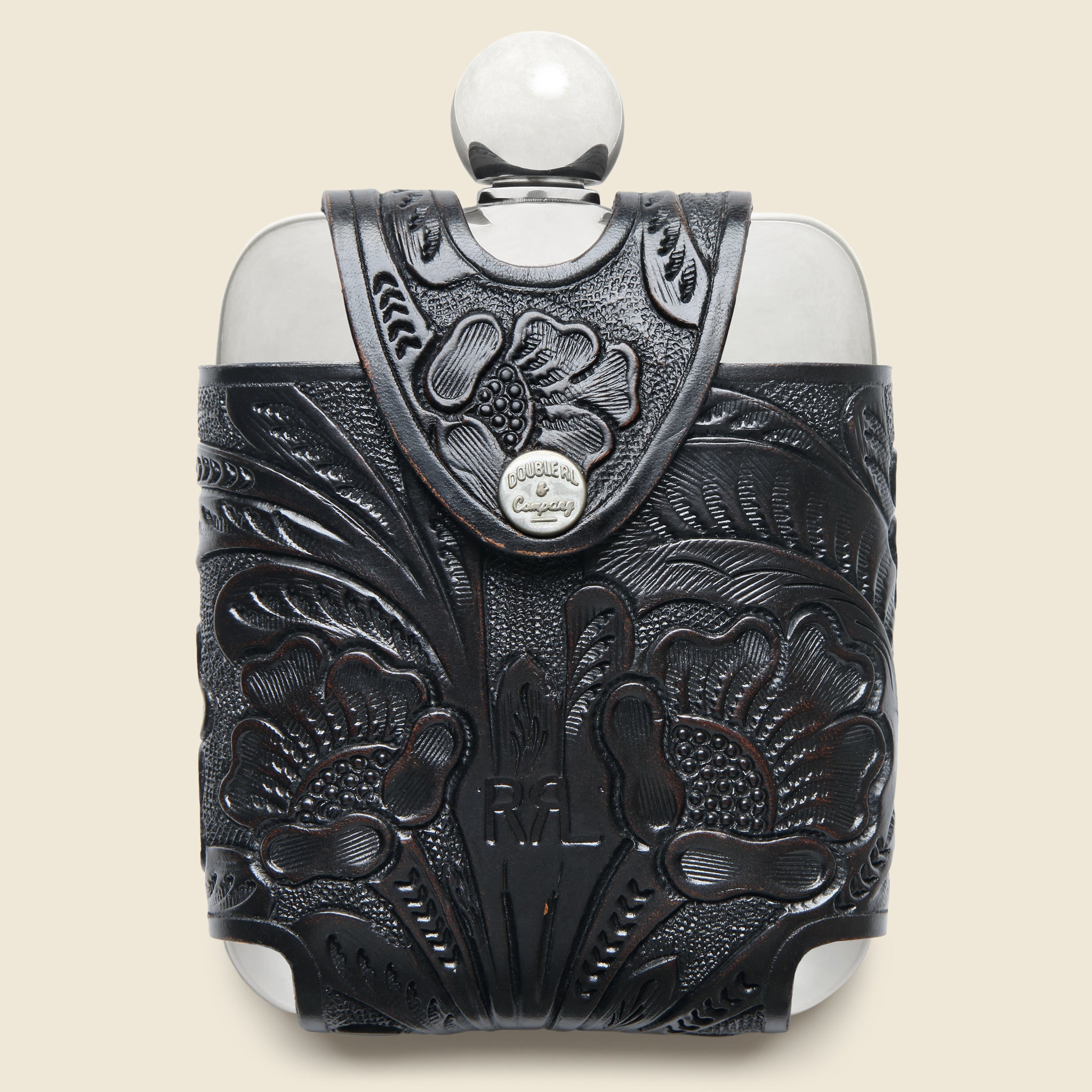 Tooled Leather Flask - Silver - RRL - STAG Provisions - Home - Bar & Entertaining - Barware