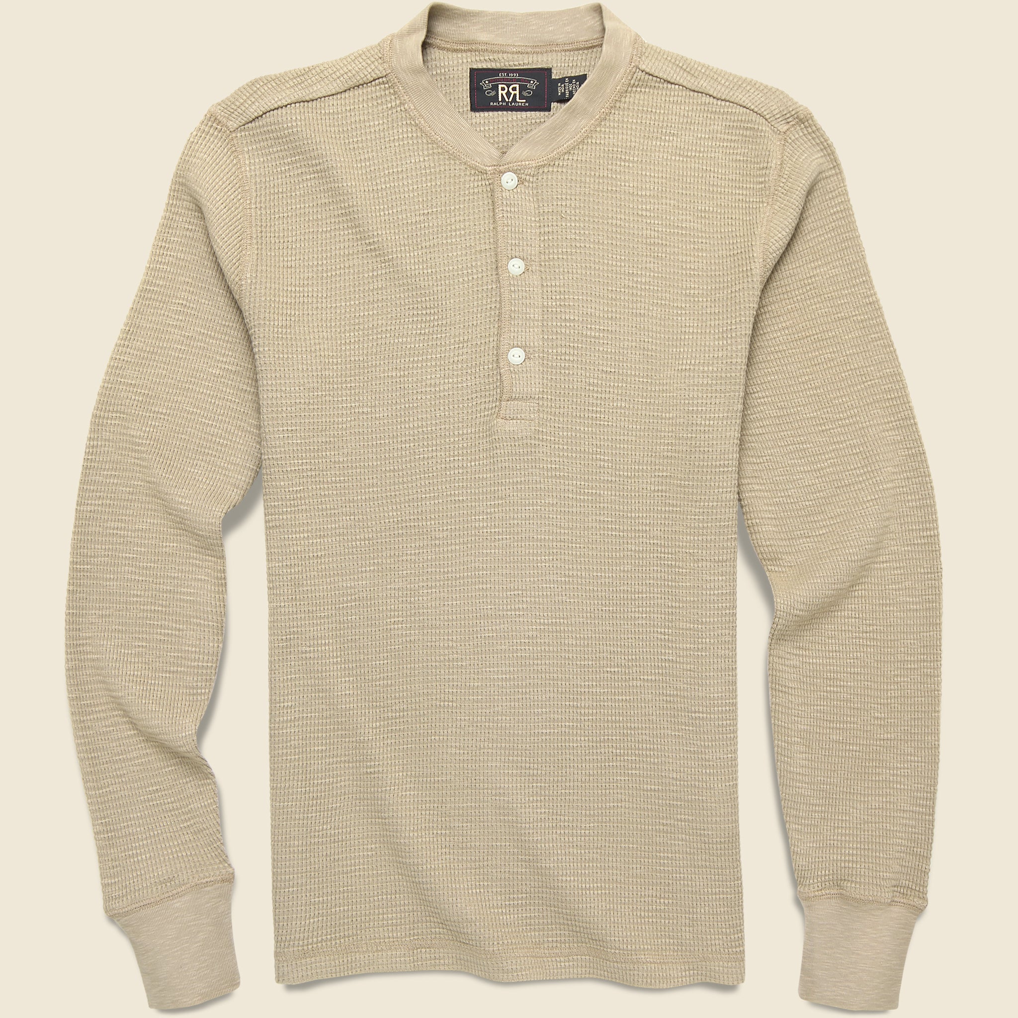Waffle Knit Henley - Spring Beige - RRL - STAG Provisions - Tops - L/S Knit