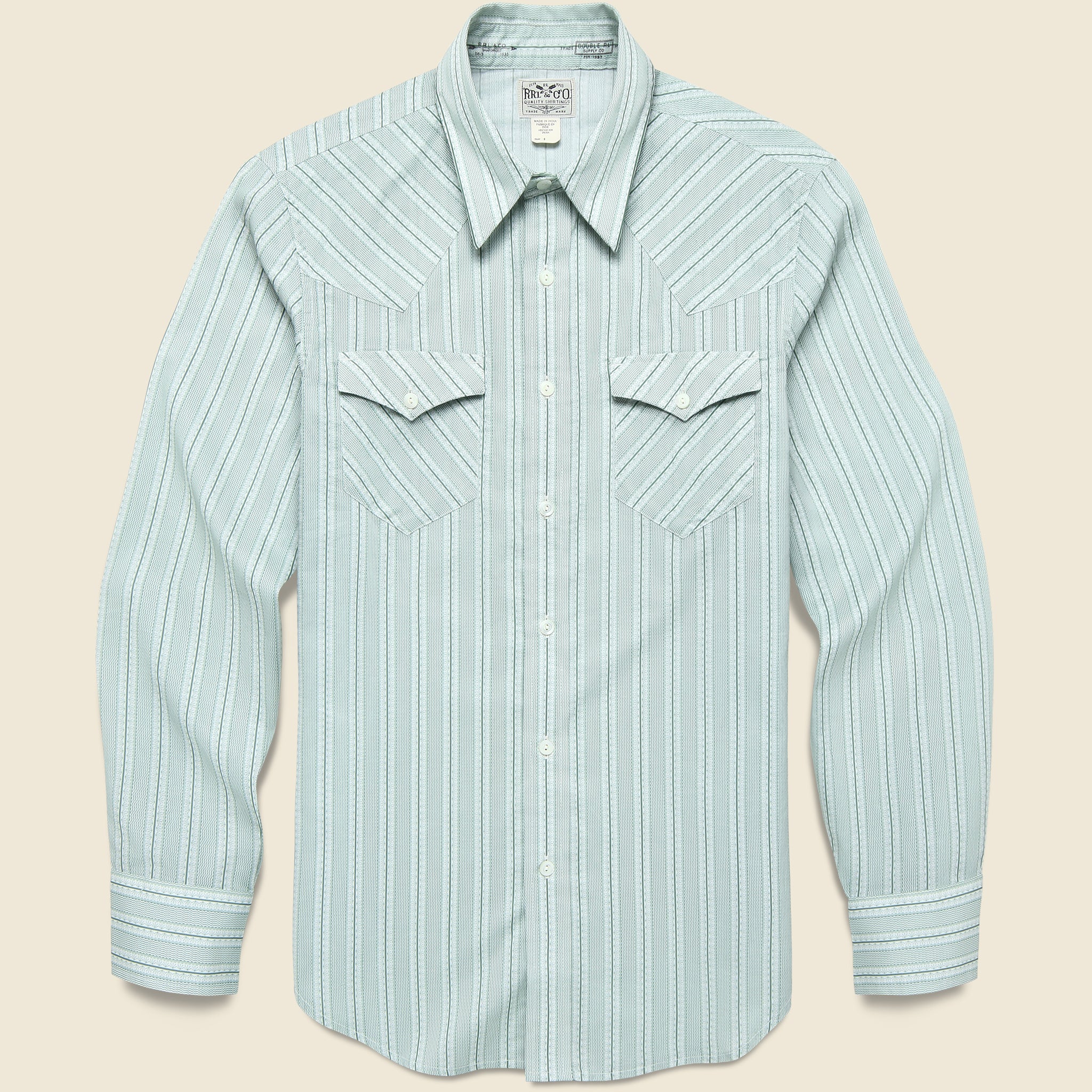 Slim Fit Cowpoke Western Shirt - Blue - RRL - STAG Provisions - Tops - L/S Woven - Other Pattern