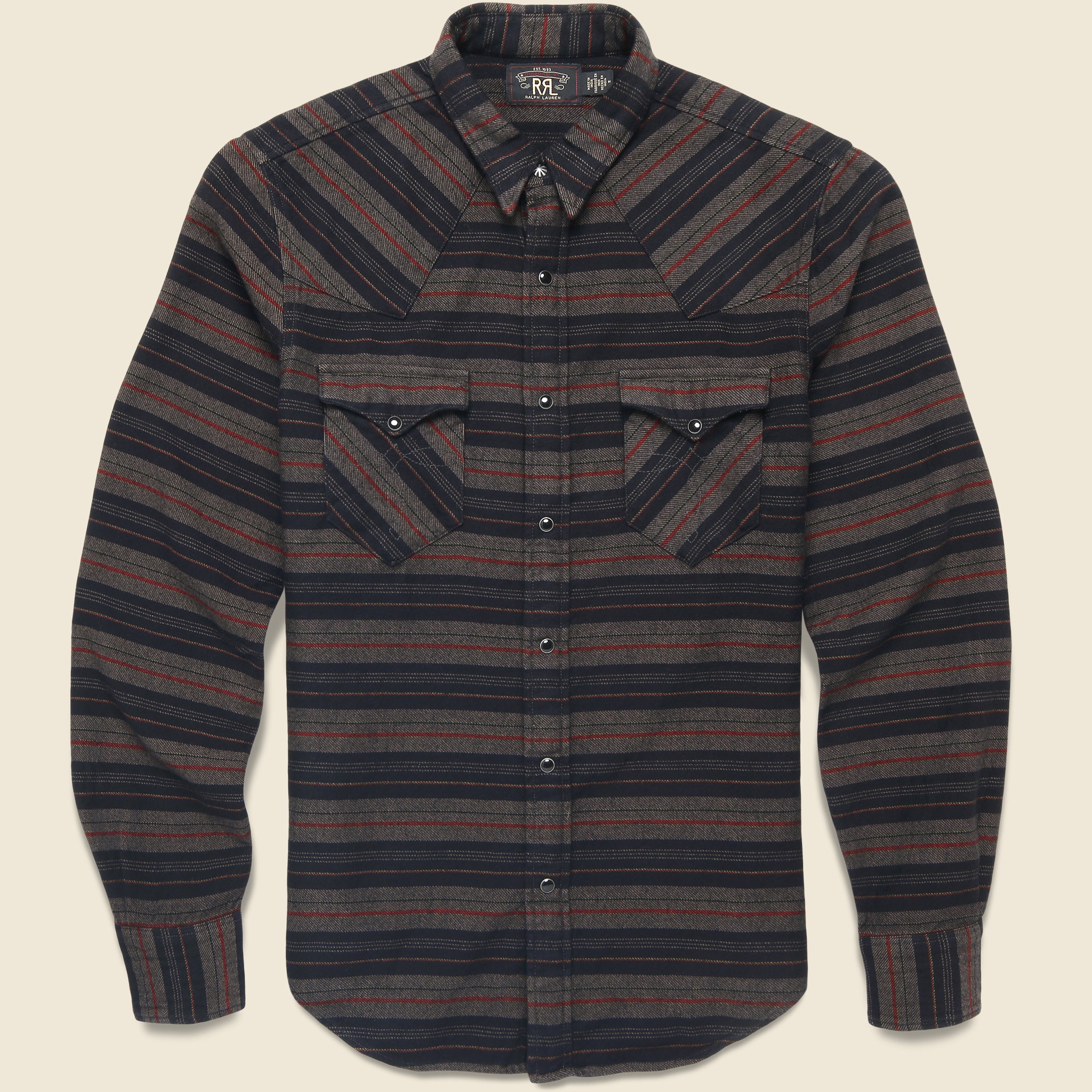 Slim Fit Striped Western Shirt - Navy - RRL - STAG Provisions - Tops - L/S Woven - Stripe