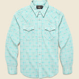 Slim Fit Seersucker Western Shirt - Turquoise - RRL - STAG Provisions - Tops - L/S Woven - Other Pattern
