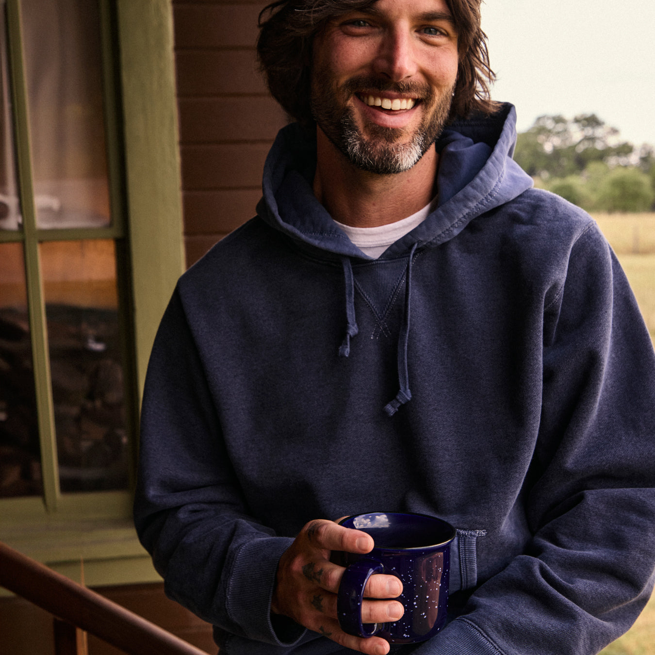 
                          Two-Tone Fleece Hoodie - Navy - RRL - STAG Provisions - Tops - Fleece / Sweatshirt
                        