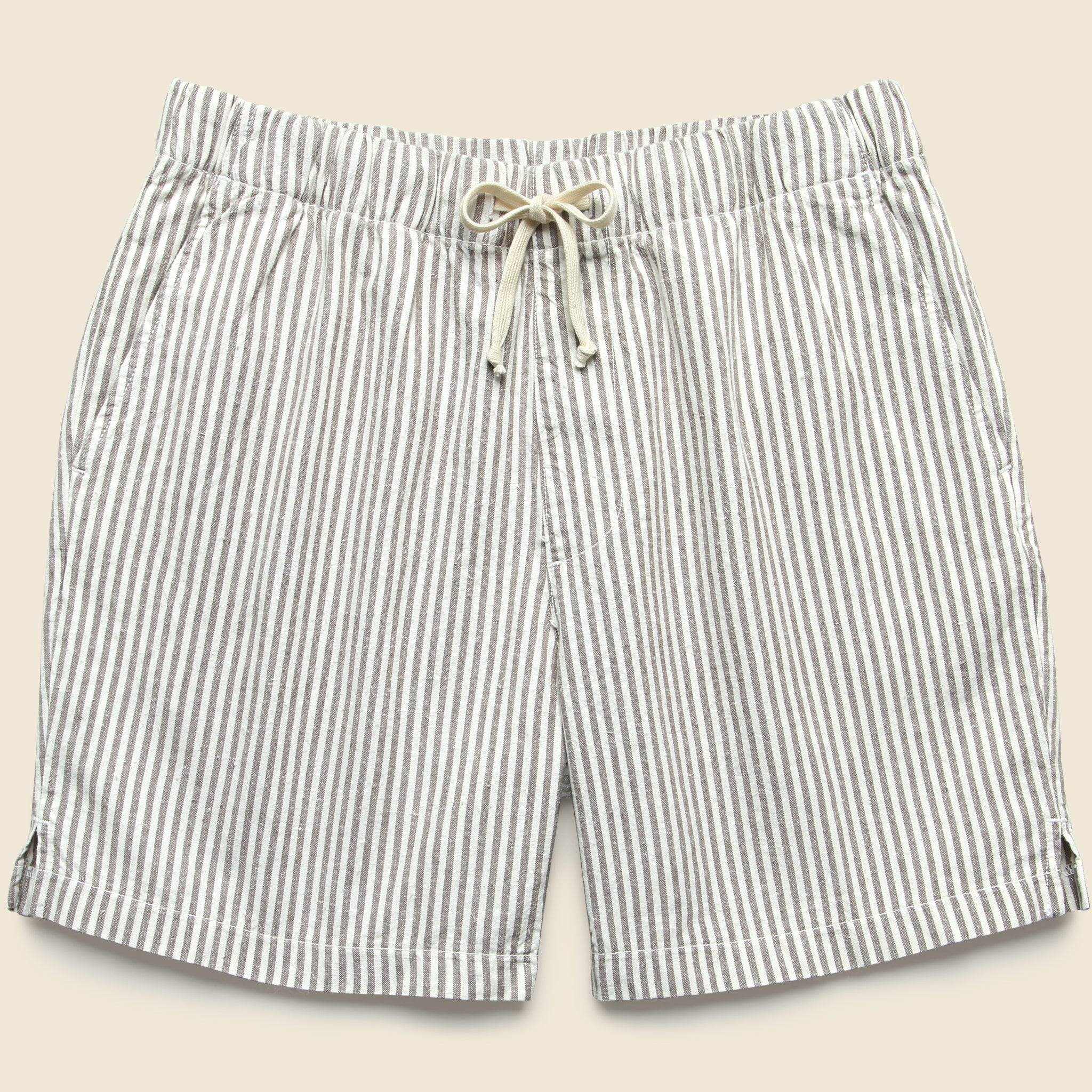6" Hemp Stripe Easy Shorts - Natural/Grey - Save Khaki - STAG Provisions - Shorts - Lounge