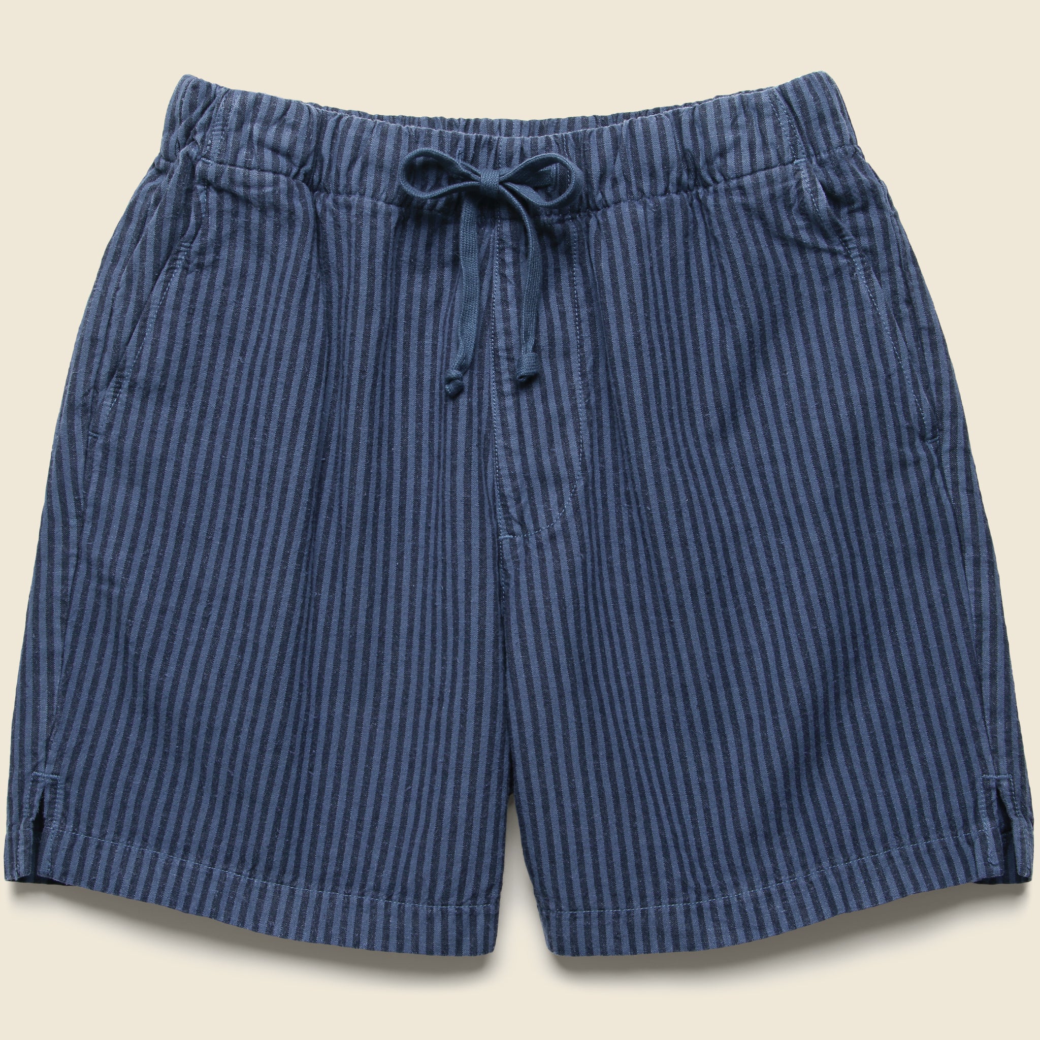 6" Hemp Stripe Easy Shorts - Blue - Save Khaki - STAG Provisions - Shorts - Lounge