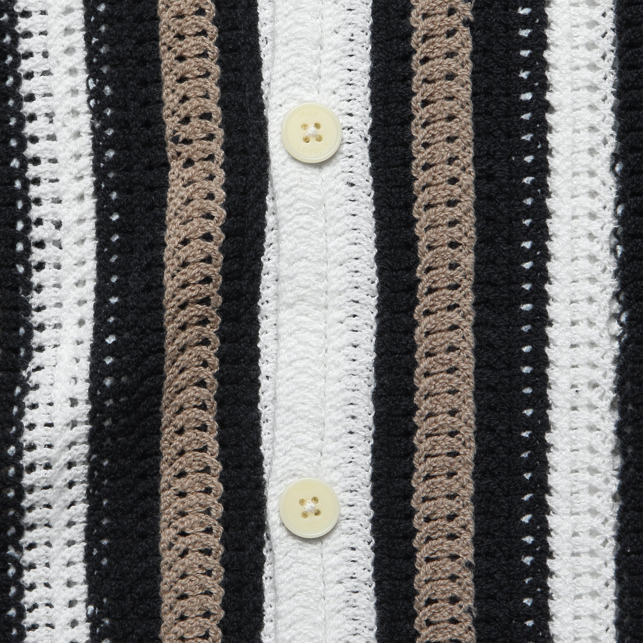 Porto Stripe Crochet Shirt - Ecru/Black - Wax London - STAG Provisions - Tops - S/S Knit