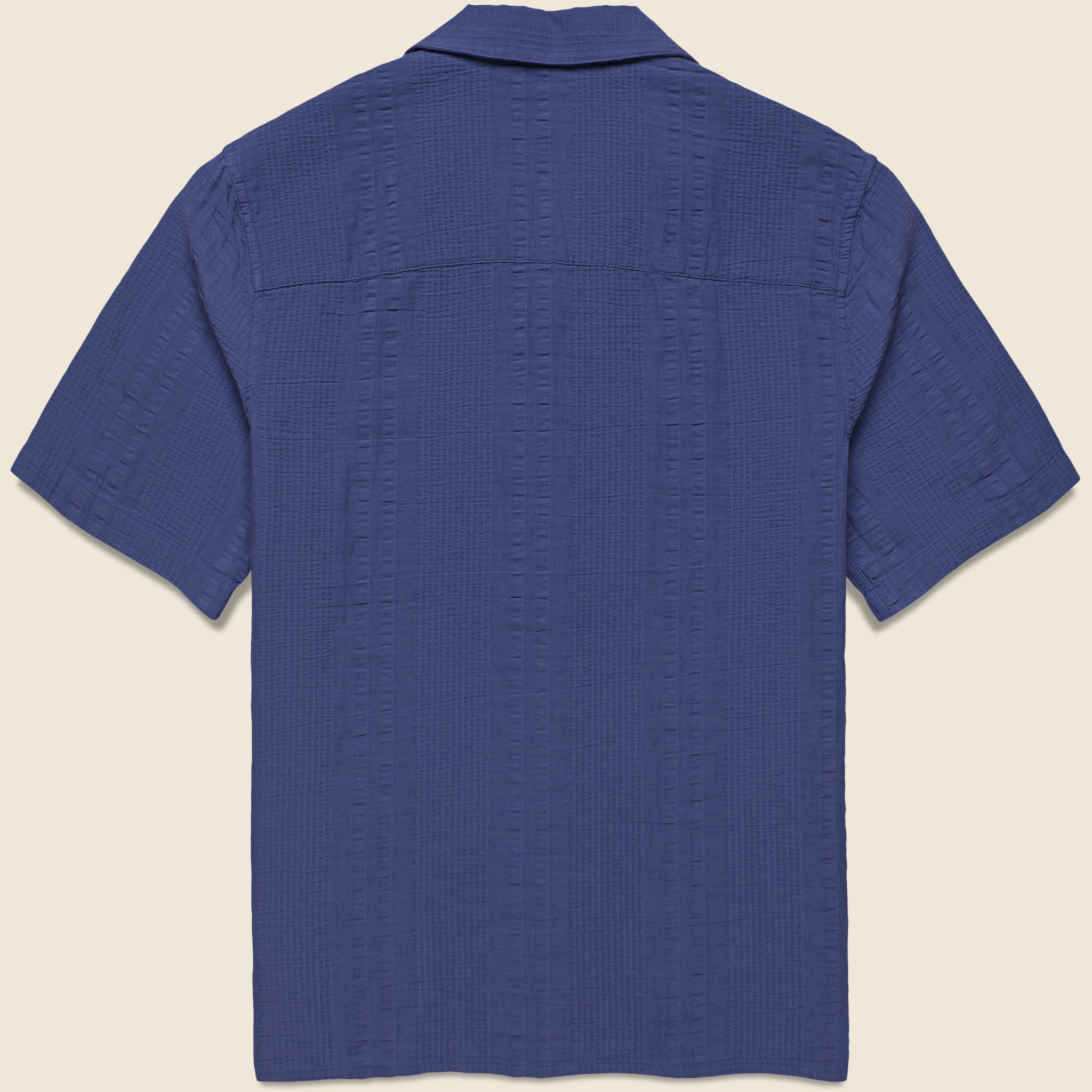 Double Weave Didcot Shirt - Dark Blue - Wax London - STAG Provisions - Tops - S/S Woven - Seersucker