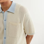 Pointelle Belle Shirt - Ecru/Pale Blue - Wax London - STAG Provisions - Tops - S/S Knit