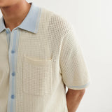 Pointelle Belle Shirt - Ecru/Pale Blue - Wax London - STAG Provisions - Tops - S/S Knit