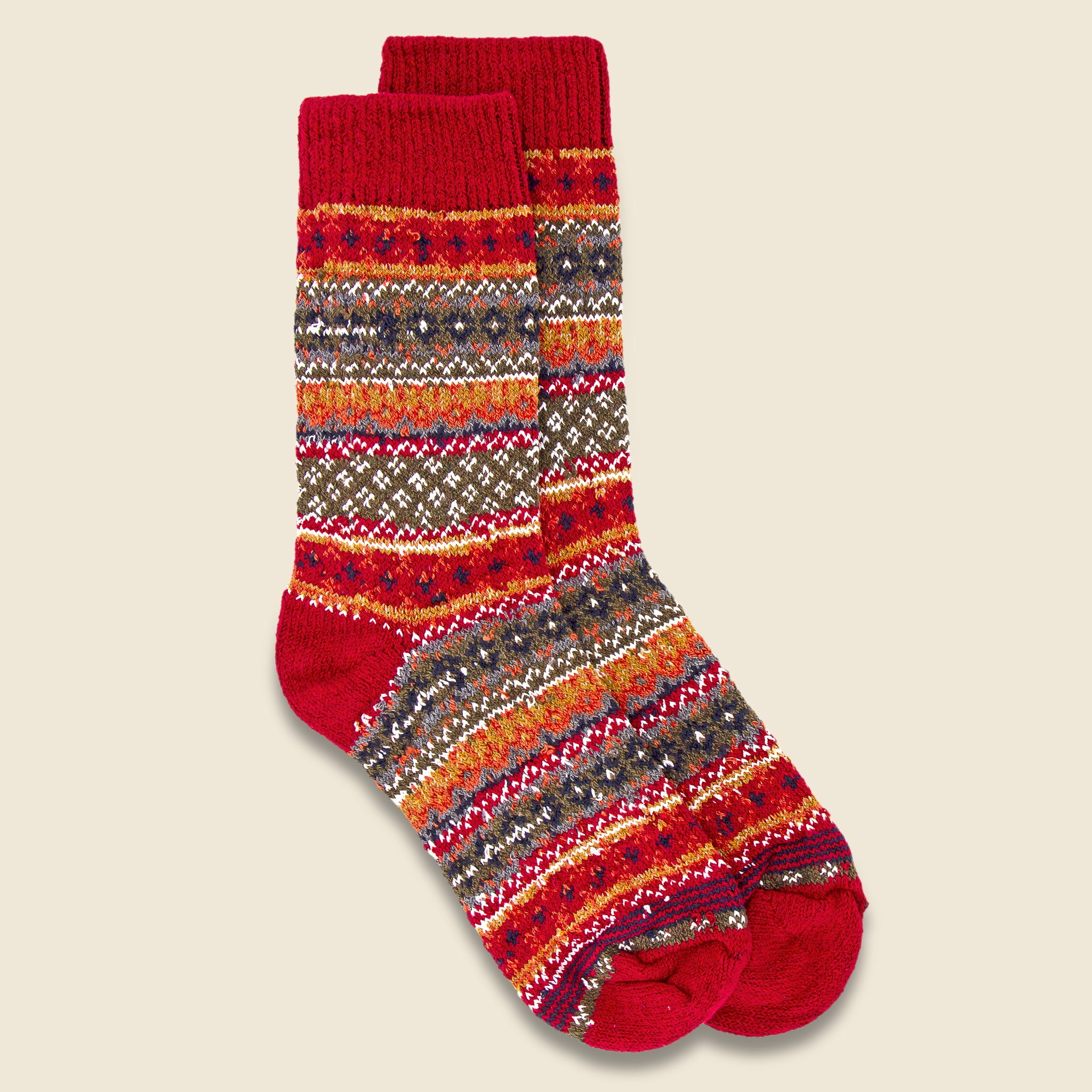 Fair Isle Crew Sock - Red/Multi - American Trench - STAG Provisions - Accessories - Socks