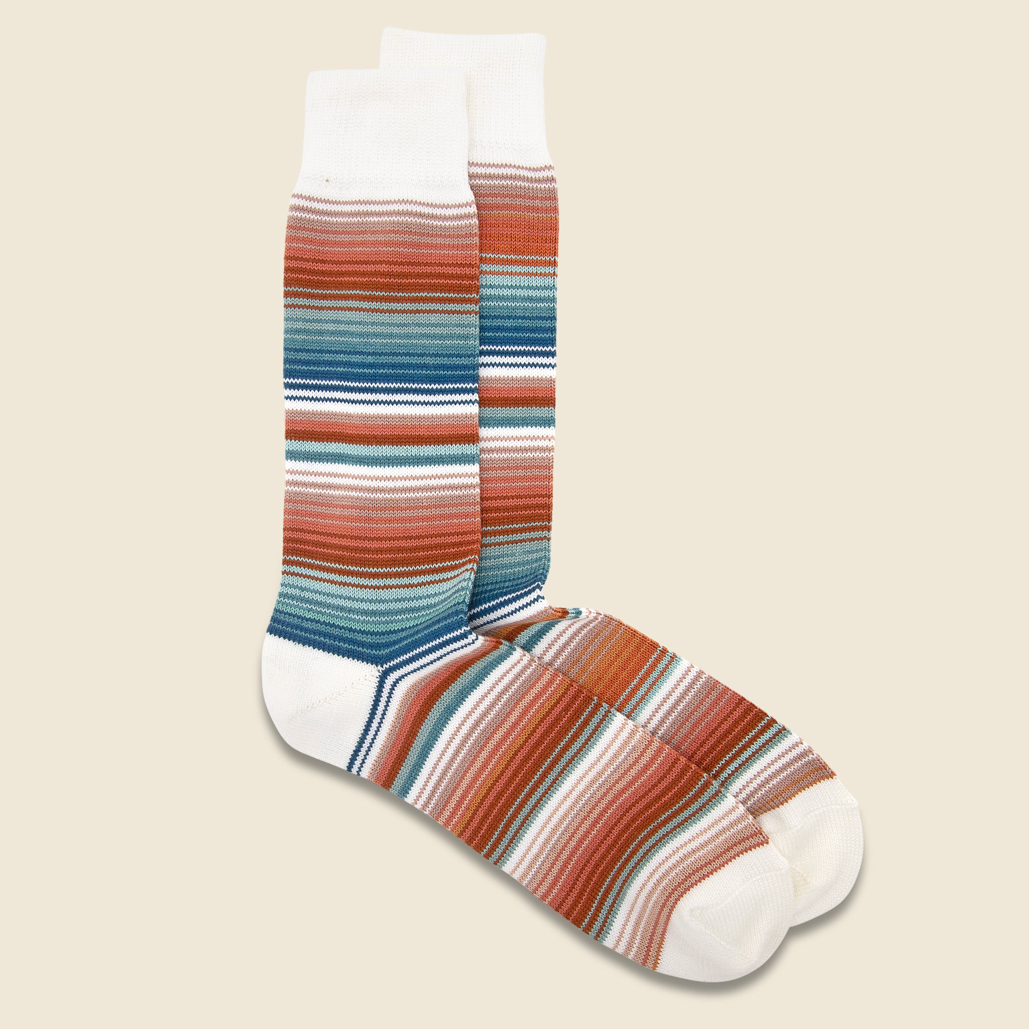 Blanket Stripe Crew Sock - White - Anonymous Ism - STAG Provisions - Accessories - Socks