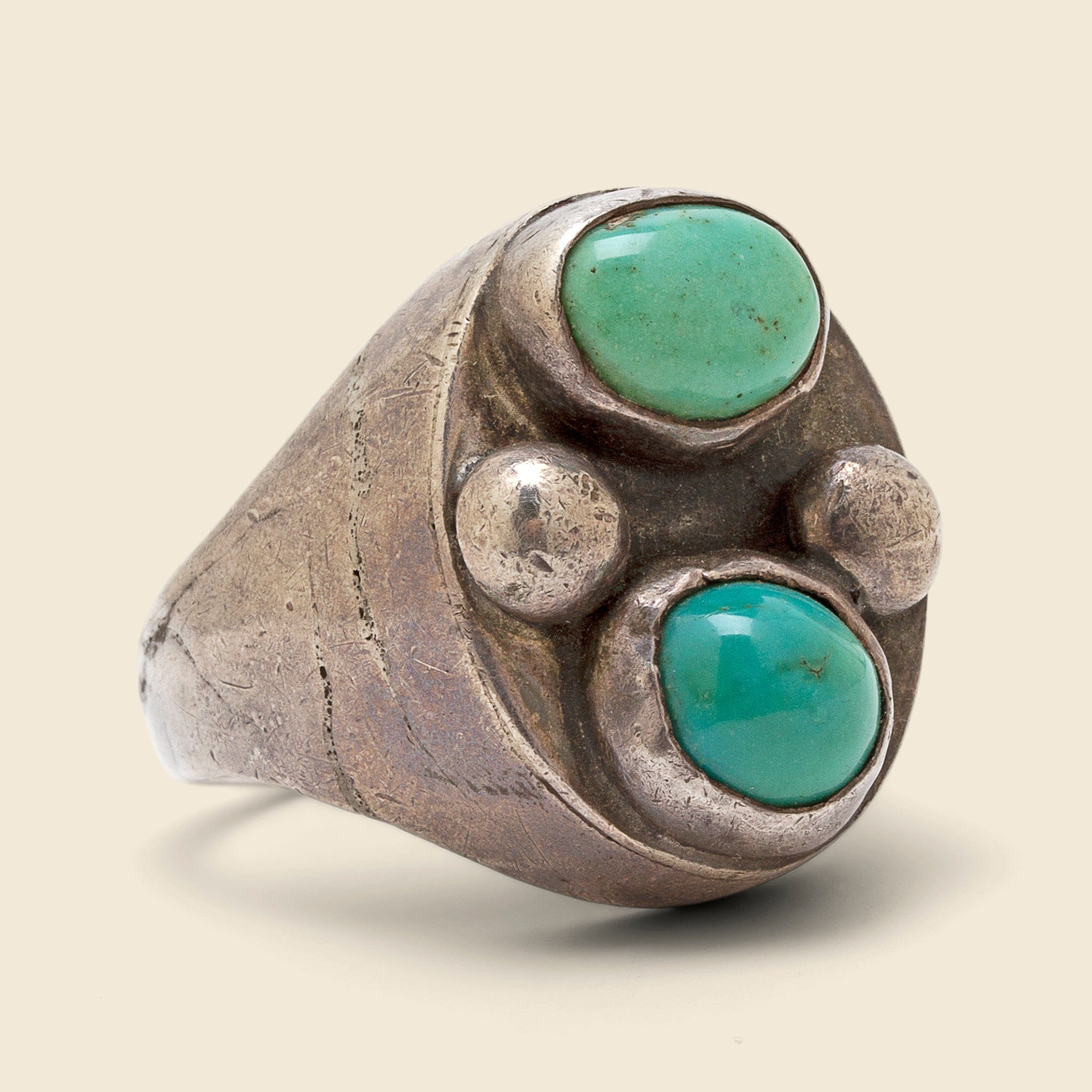 Two Stone Turquoise & Silver Ring - Vintage - STAG Provisions - One & Done - Accessories & Jewelry